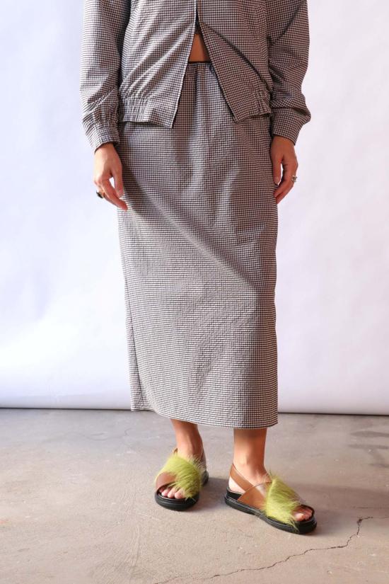  티비 롱 스커트 테크 깅엄 슬립 스커트 - TIBI