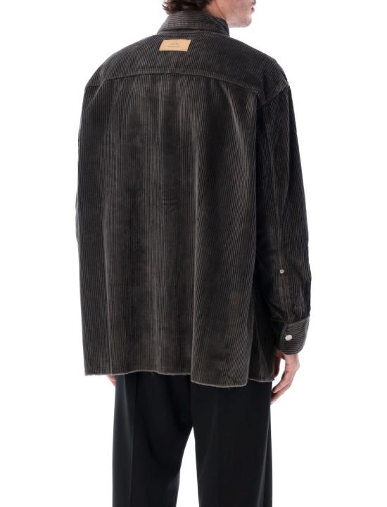 25FW 아미 코듀로이 벨벳 사이드 슬릿 오버긴팔 셔츠 USH793CO0131 Black - AMI