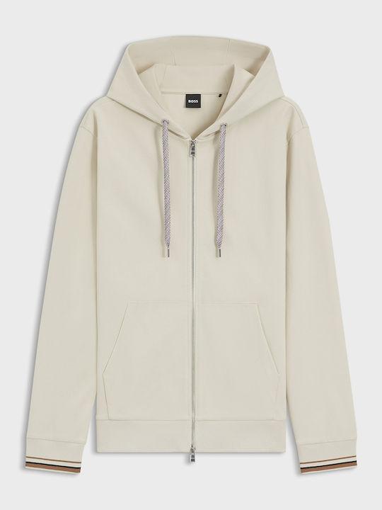 25FW 휴고보스 패턴 드로코드 코튼 블렌드 집업 후디 50543427131 WHITE DOM