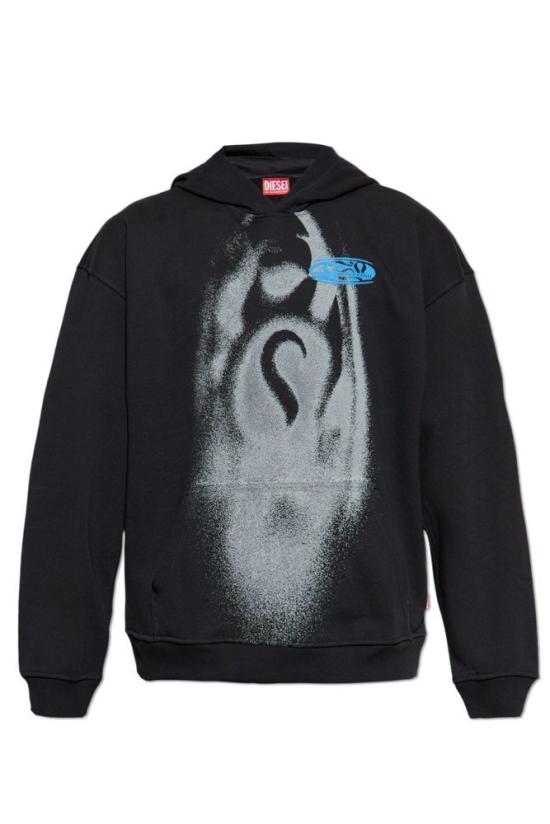 25FW 디젤 후드 티셔츠 A194300HYAT9XX BLACK DOM