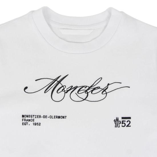 25FW 몽클레어 스크립트 로고 면 티셔츠 8C0001289AUG00A WHITE DOM - MONCLER