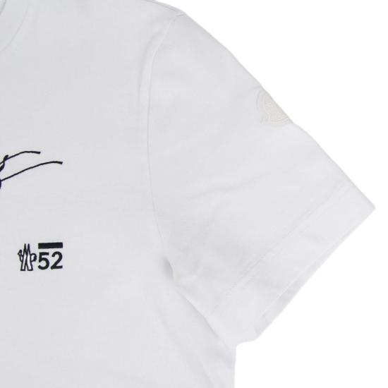  몽클레어 스크립트 로고 면 티셔츠 8C00012 89AUG 00A WHITE DOM - MONCLER