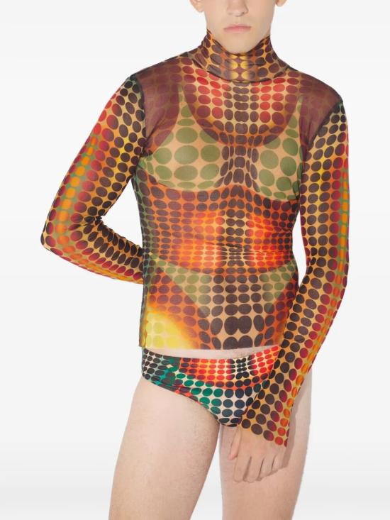 26SS 장 폴 고티에 긴팔 티셔츠 26 01 W TO445 M018P 155060 ORANGE BLUE BROWN - JEAN PAUL GAULTIER