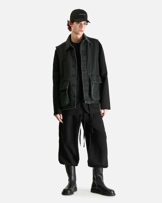  앤 드뮐미스터 데님 자켓 Ann Demeulemeester Vilken 민소매 카고 오버셔츠 - ANN DEMEULEMEESTER