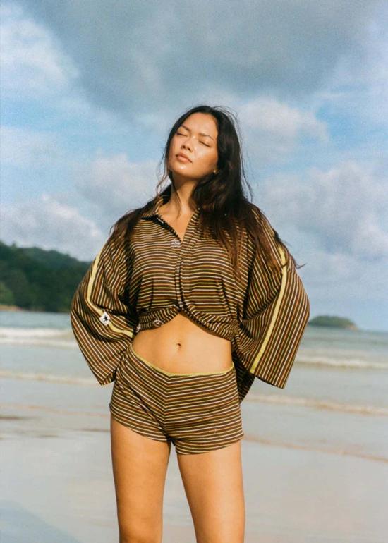  CIAO CIAO 숏팬츠 Ciao Ciao 브라운 멀티 스트라이퍼 핫 팬츠 반바지 브라운 멀티 스트라이프 - OTHER BRANDS