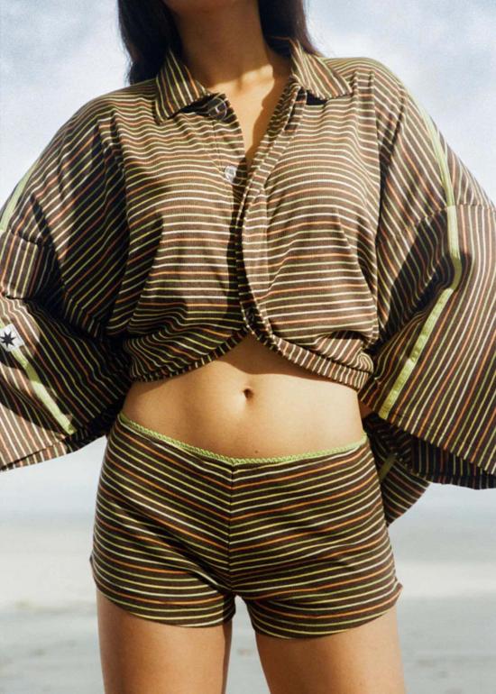  CIAO CIAO 숏팬츠 Ciao Ciao 브라운 멀티 스트라이퍼 핫 팬츠 반바지 브라운 멀티 스트라이프 - OTHER BRANDS