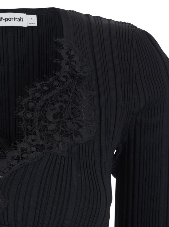 26SS 셀프 포트레이트 긴팔 티셔츠 RS26176TBBBLACK Black - SELF PORTRAIT