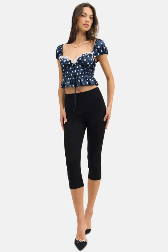  포러브앤레몬스 블라우스 포 러브 앤 레몬스 홀랜드 탑 네이비 - FOR LOVE & LEMONS