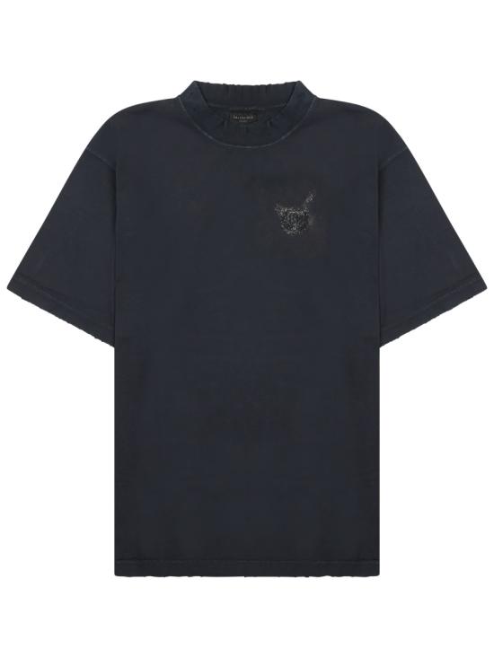 26FW 발렌시아가 빈티지 이펙트 오버사이즈 티셔츠 764235 TSVD51041 BLACK