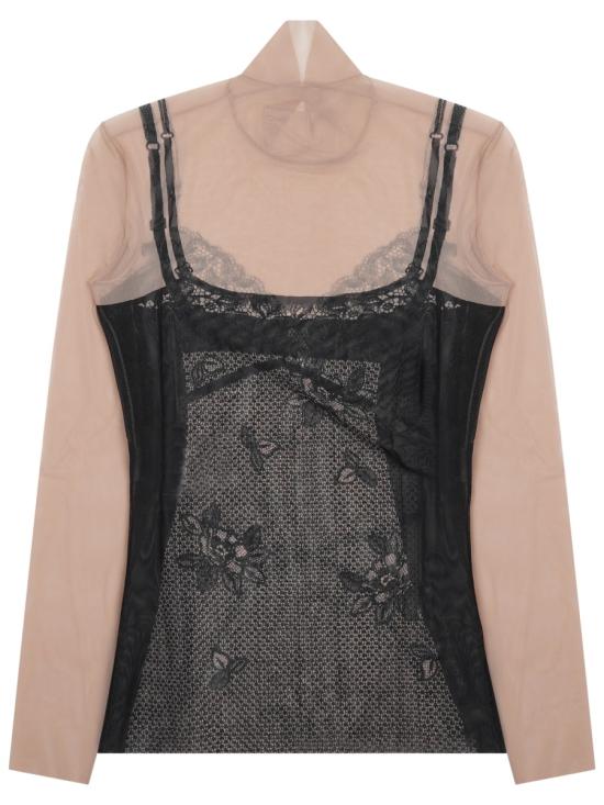 26FW 발렌시아가 트롱프 뢰유 란제리 탑 829214 4F4B41094 BLACK - BALENCIAGA