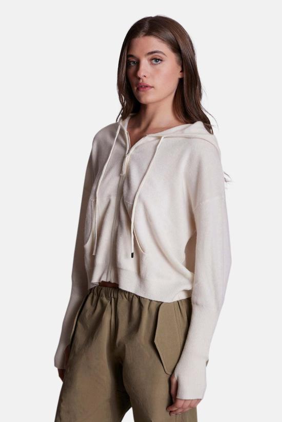  더 타일 클럽 가디건 타일 클럽 에이미 캐시미어 지퍼 후드 아이보리 - THE TILE CLUB