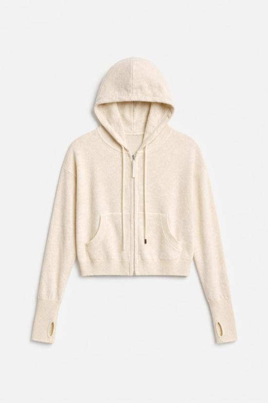  더 타일 클럽 가디건 타일 클럽 에이미 캐시미어 지퍼 후드 아이보리