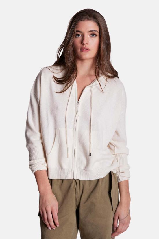  더 타일 클럽 가디건 타일 클럽 에이미 캐시미어 지퍼 후드 아이보리 - THE TILE CLUB