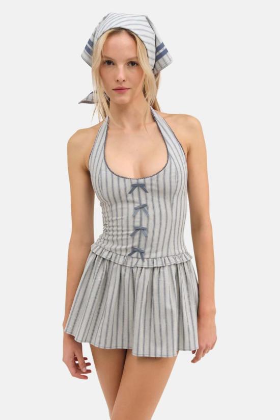  포러브앤레몬스 숏 원피스 포 러브 앤 레몬스 재니스 홀터 미니 드레스 블루 - FOR LOVE & LEMONS