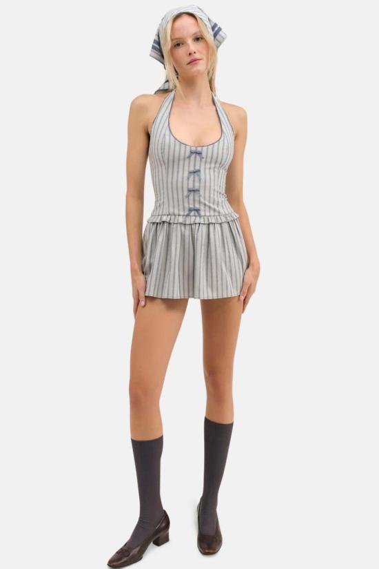  포러브앤레몬스 숏 원피스 포 러브 앤 레몬스 재니스 홀터 미니 드레스 블루 - FOR LOVE & LEMONS