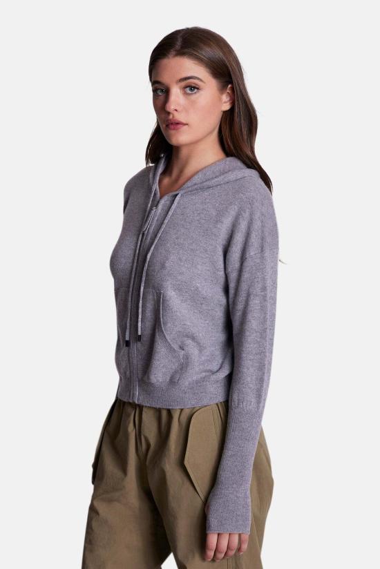  더 타일 클럽 가디건 타일 클럽 에이미 캐시미어 지퍼 후드 티셔츠 그레이 - THE TILE CLUB