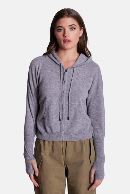  더 타일 클럽 가디건 타일 클럽 에이미 캐시미어 지퍼 후드 티셔츠 그레이 - THE TILE CLUB