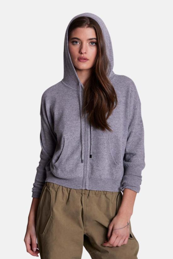  더 타일 클럽 가디건 타일 클럽 에이미 캐시미어 지퍼 후드 티셔츠 그레이 - THE TILE CLUB