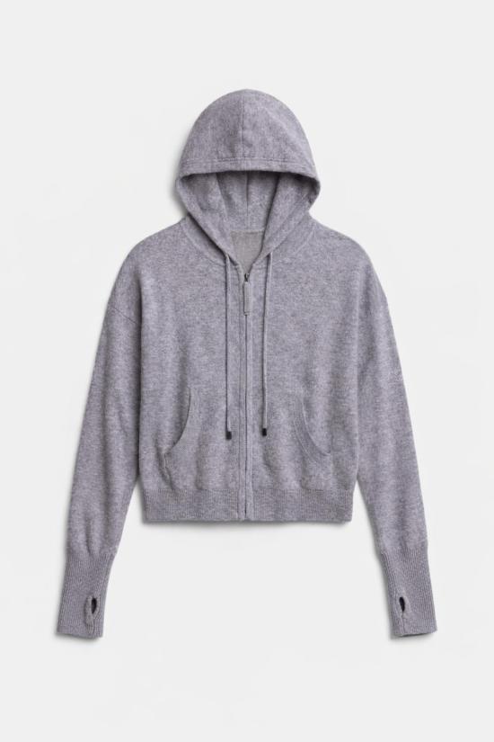  더 타일 클럽 가디건 타일 클럽 에이미 캐시미어 지퍼 후드 티셔츠 그레이