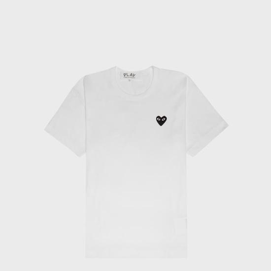 26SS 꼼데가르송 블랙 하트 반팔 티셔츠 P1T064 WHITE DOM