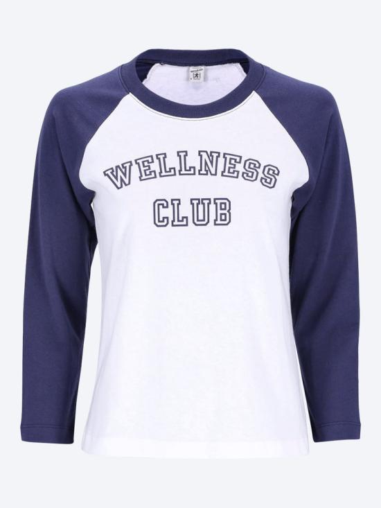  스포티앤리치 긴팔 티셔츠 TO046620010BL107 3922 WHITE DARK NAVY DOM