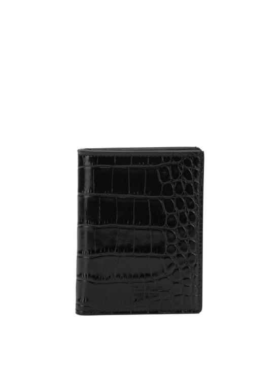 26SS 톰포드 크로커다일 엠보스드 레더 폴디드 카드 홀더 Y0417LCL439SNAA Black
