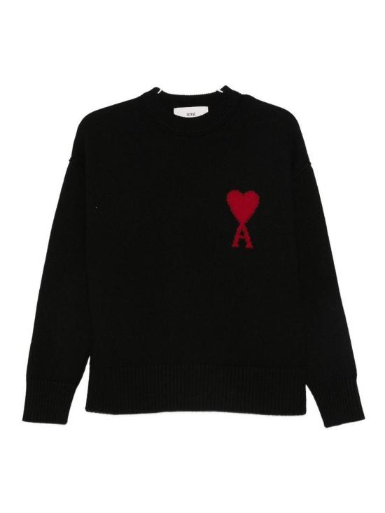 26FW 아미 하트 로고 인타르시아 V넥 가디건 UKC367D018009 BLACK