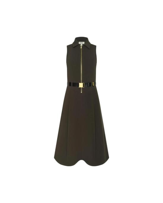  라장스 롱 원피스 카일로 벨티드 셔츠 드레스 다크 브라운