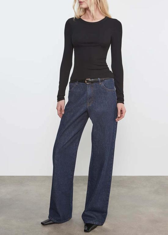  엔자 코스타 블라우스 실크 립 크루넥 탑 - ENZA COSTA