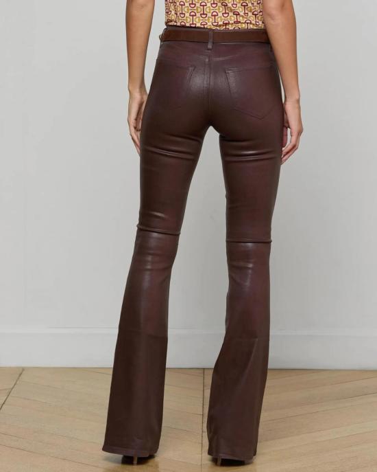  라장스 데님 팬츠 마티 H/R 플레어 진 초콜릿 코팅 - L'AGENCE