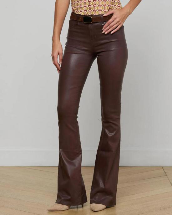  라장스 데님 팬츠 마티 H/R 플레어 진 초콜릿 코팅 - L'AGENCE