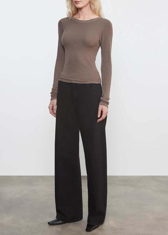  엔자 코스타 블라우스 실크 립 크루넥 탑 - ENZA COSTA