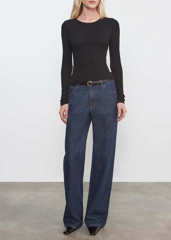  엔자 코스타 블라우스 실크 립 크루넥 탑 - ENZA COSTA