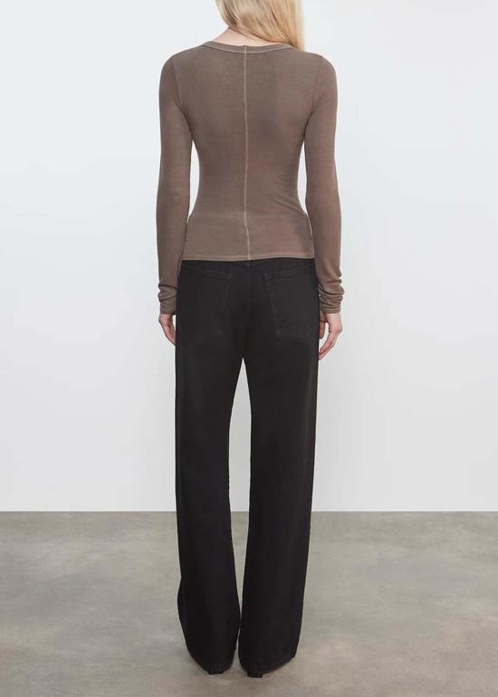  엔자 코스타 블라우스 실크 립 크루넥 탑 - ENZA COSTA