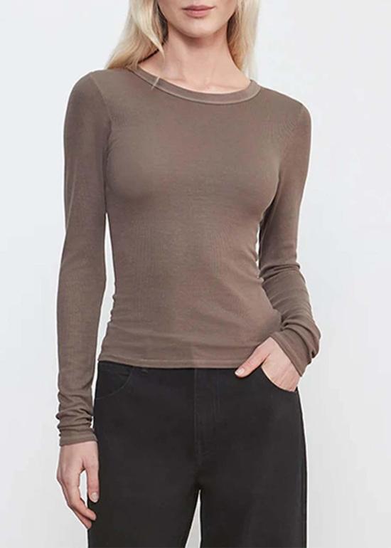  엔자 코스타 블라우스 실크 립 크루넥 탑 - ENZA COSTA