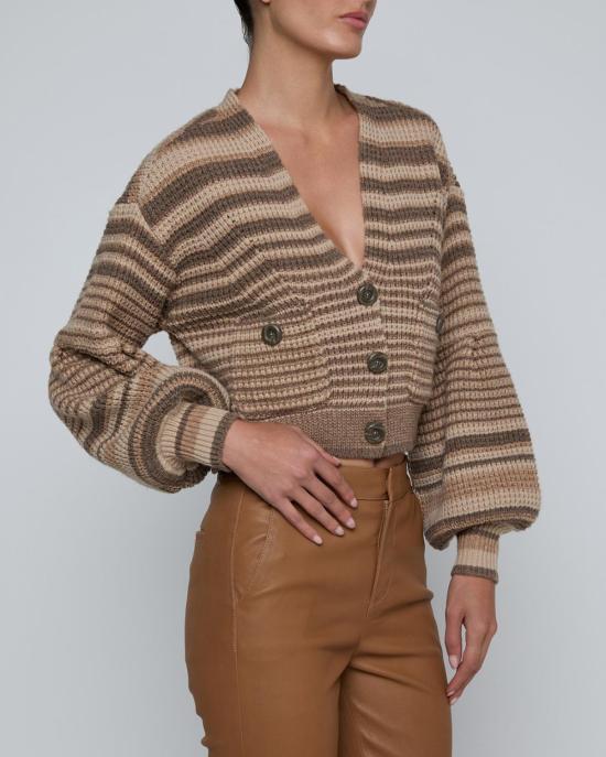  라장스 가디건 크리스타벨 스트라이프  비스킷 멀티 스트라이프 - L'AGENCE