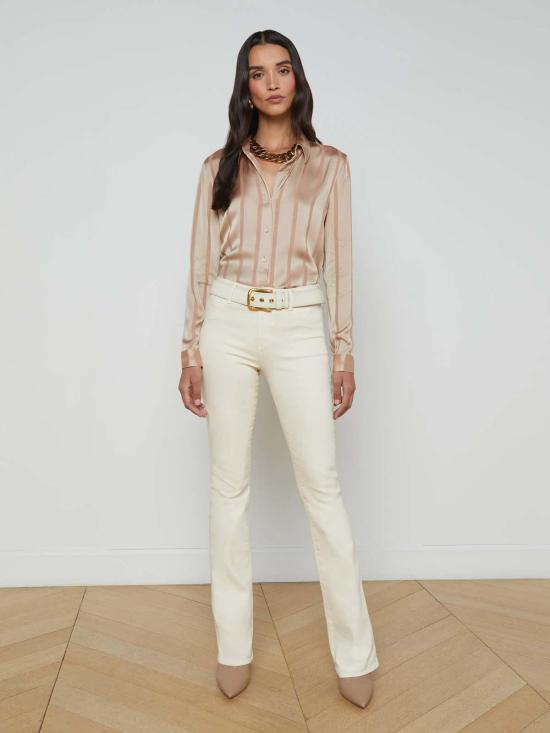  라장스 데님 팬츠 L'agence Selma H/R Sleek Baby Boot French Vanilla Coated - L'AGENCE