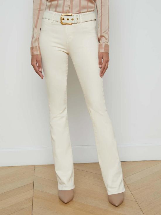  라장스 데님 팬츠 L'agence Selma H/R Sleek Baby Boot French Vanilla Coated - L'AGENCE