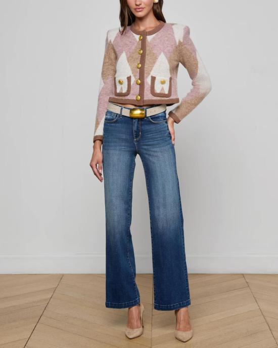  라장스 가디건 시오반 퍼지 아가일 카디 내추럴/모브 멀티 아가일 - L'AGENCE