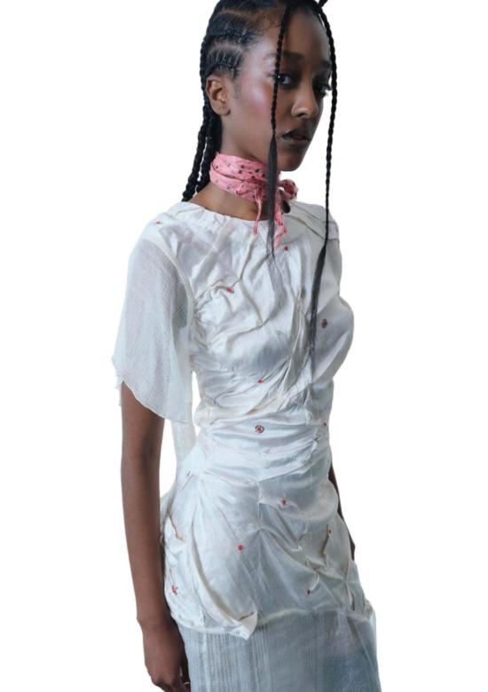  TIGRA TIGRA 롱 원피스 티그라 티그라 불규칙 뽑기 드레스 화이트 - OTHER BRANDS