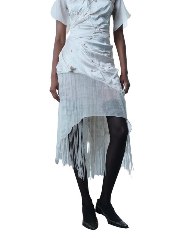  TIGRA TIGRA 롱 원피스 티그라 티그라 불규칙 뽑기 드레스 화이트 - OTHER BRANDS