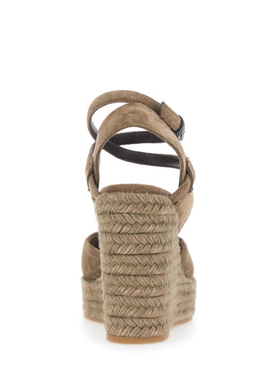 26SS 브루넬로 쿠치넬리 프레셔스 루프 스웨이드 에스파드리유 웨지 MZSFG3150C8921 Brown - BRUNELLO CUCINELLI