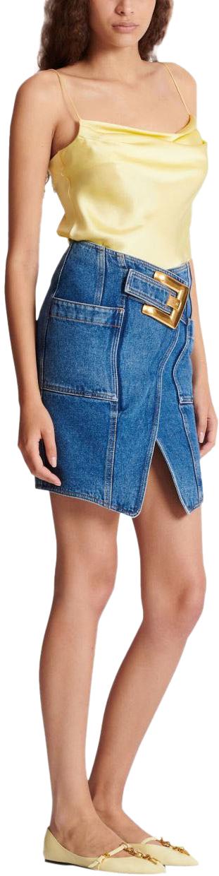 26SS 발망 미디 스커트 GF1LBB28DG086EX BLUE - BALMAIN