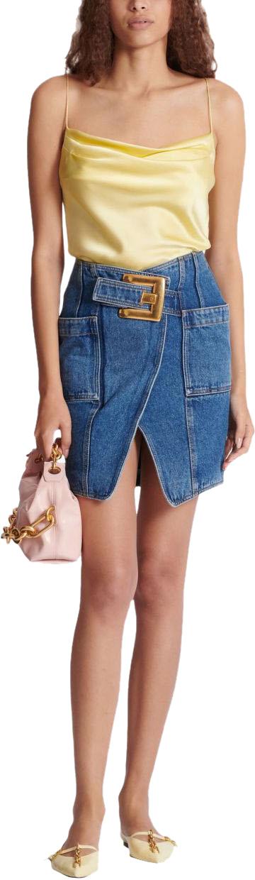 26SS 발망 미디 스커트 GF1LBB28DG086EX BLUE - BALMAIN