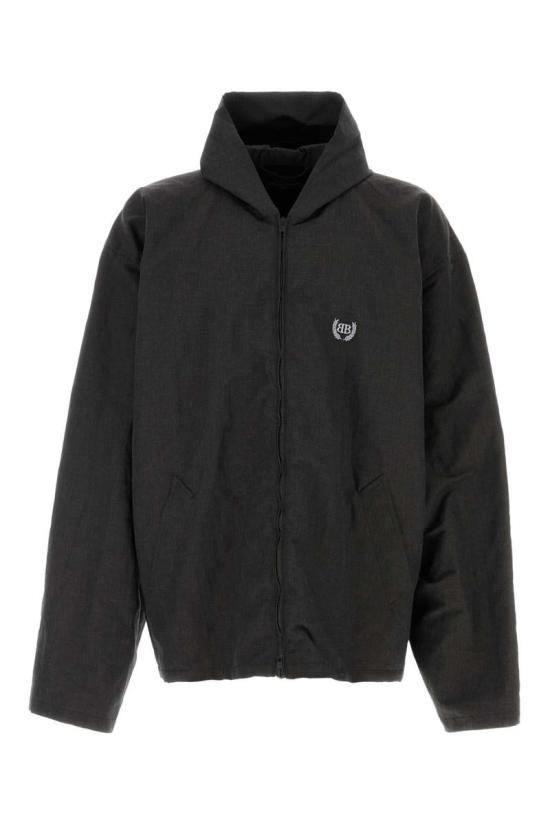 25FW 발렌시아가 로고 자수 후드 자켓 831341TST05 1000 Black