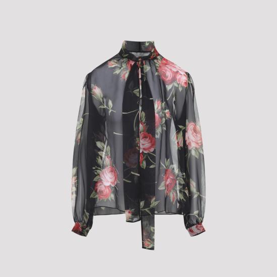 26SS 돌체앤가바나 블라우스 F7BJ2T IS11F HN5ZN BOUQUET ROSE F NERO - DOLCE & GABBANA