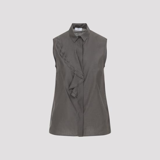 26SS 페세리코 민소매 티셔츠 A08116 08372 151 MARRONE CORTECCIA