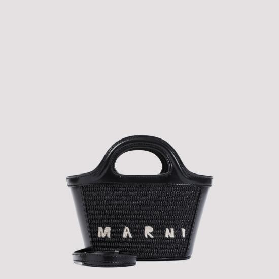 25FW 마르니 레더 & 라피아 트로피컬리아 마이크로백 BMMP0067Q0 P3860 00N99 BLACK