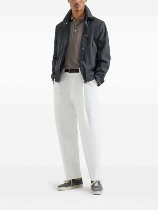 26SS 브루넬로 쿠치넬리 라이트웨이트 니트 폴로 셔츠 M29800195 CLL90 Marrone chiaro - BRUNELLO CUCINELLI