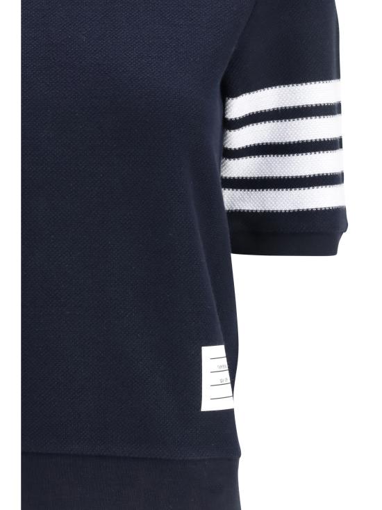 26SS 톰브라운 텍스처드 코튼 피케 4바 티셔츠 FJS222AJ0248 415 BLUE - THOM BROWNE